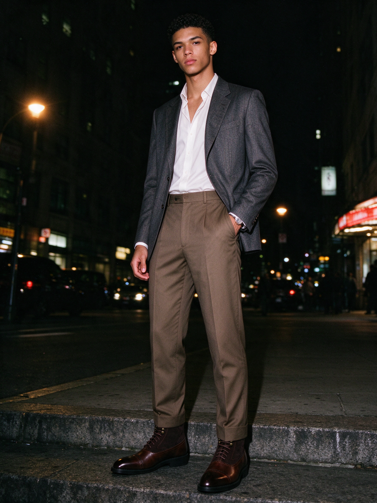 The Mountain Hut Boot in brown, on-model editorial hero