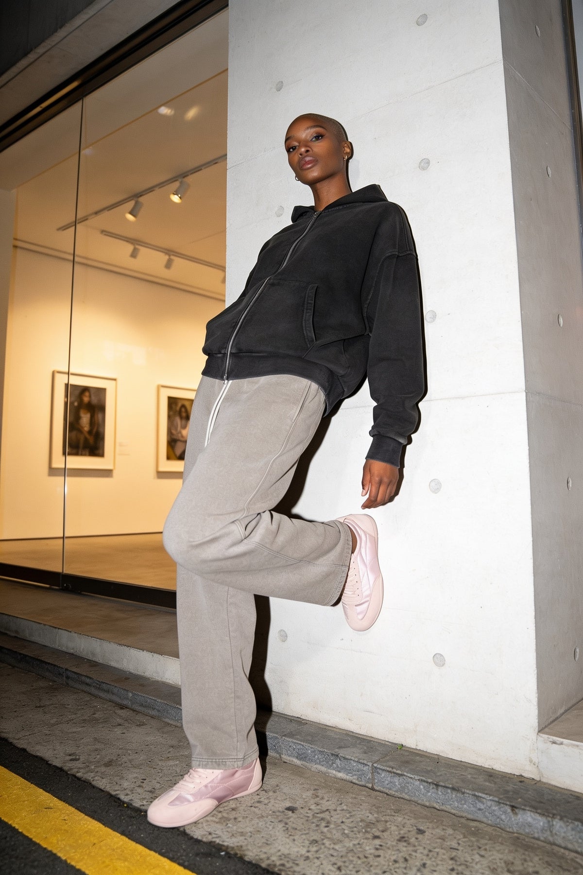 The Rehearsal Sneaker — Stone — model