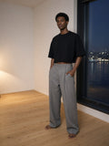 Marcel Afters Heavyweight Boxy Raw Edge T-Shirt in Black, worn by a man, room