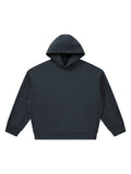 Marcel Afters Heavyweight Fleece Boxy Hoodie in Black, laid flat