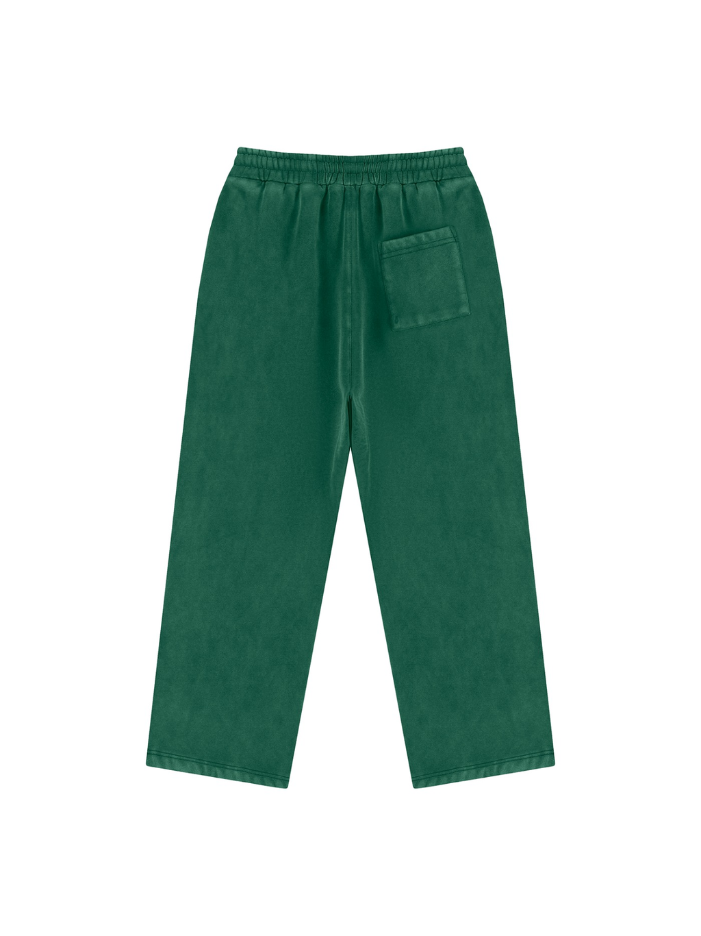 Marcel Afters Vintage Wash Fleece Sweatpants in Dark Green, laid flat
