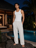 Man wearing the Vintage Wash Fleece Sweatpants in Light Gray, full-length model photo