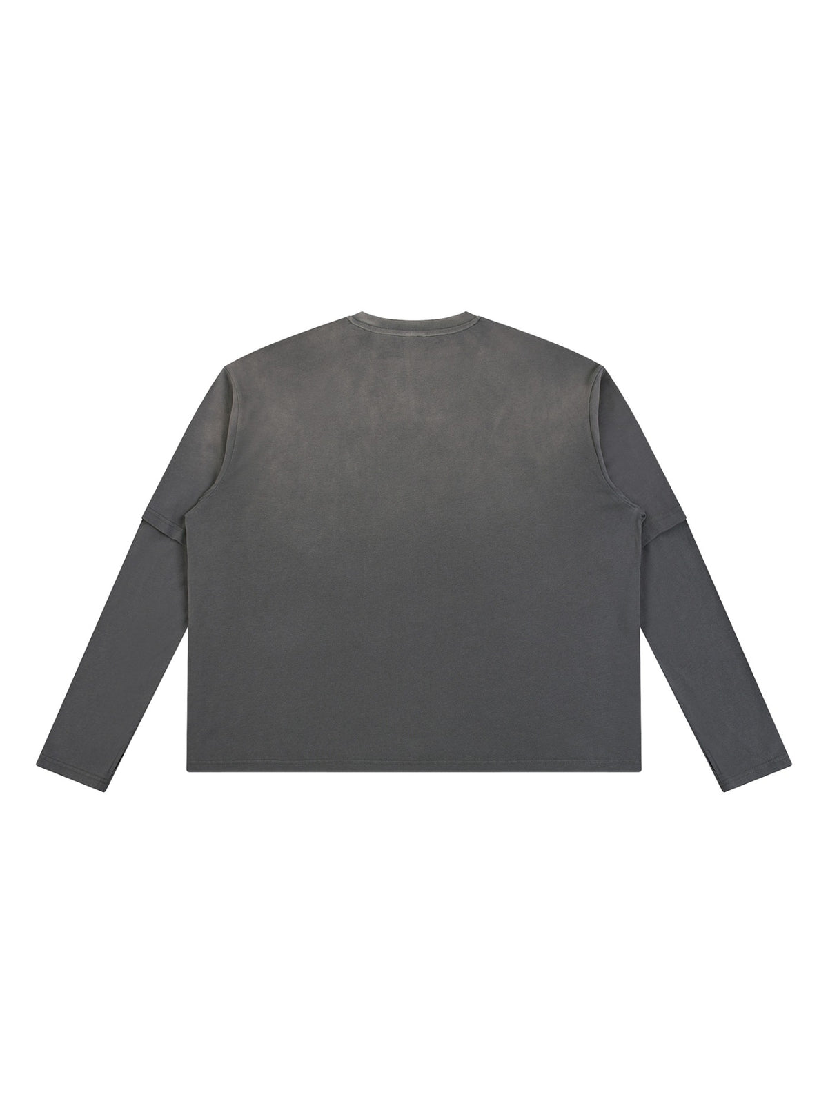 Marcel Afters Vintage Wash Layered T-Shirt in Dark Gray, laid flat
