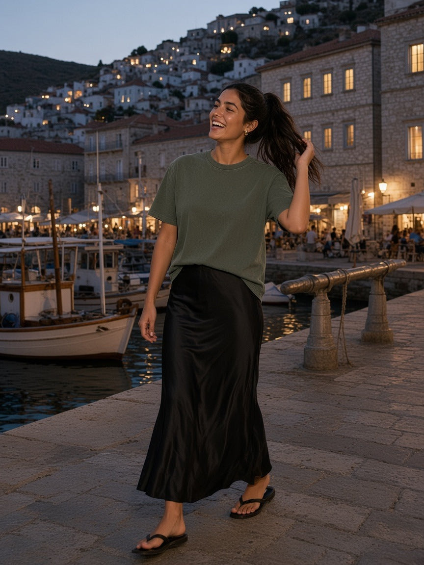 Marcel Afters Vintage Wash Sunfade Boxy Waffle T-Shirt — Dark