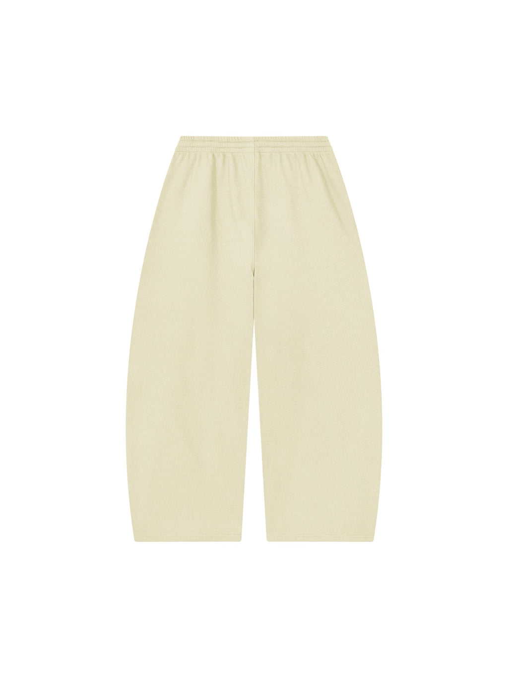 Marcel Afters Waffle Barrel Leg Pants in Oat Gray, laid flat