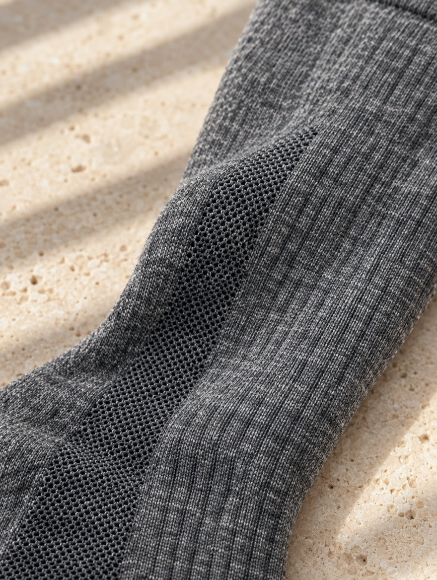 Alpaca Compression Socks in Gray — fabric close-up