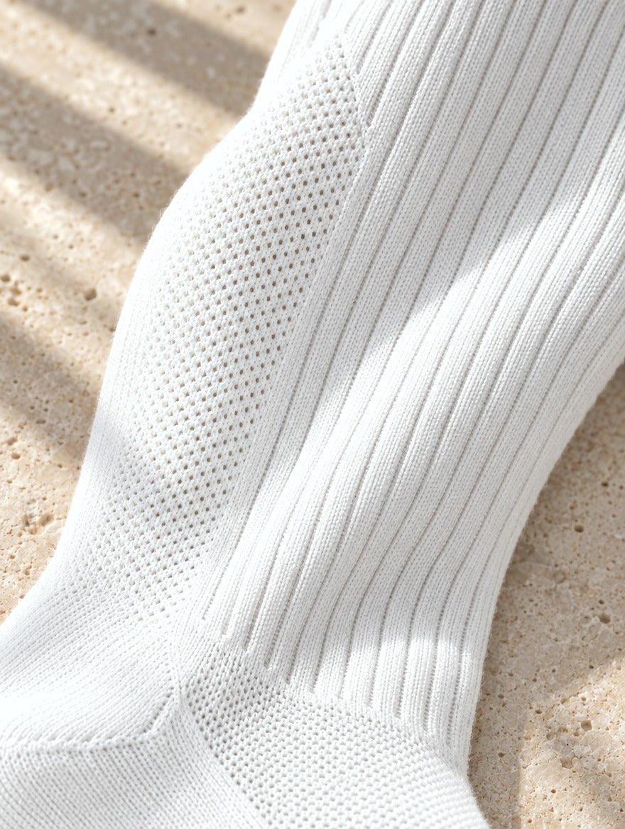 Alpaca Compression Socks in White — fabric close-up