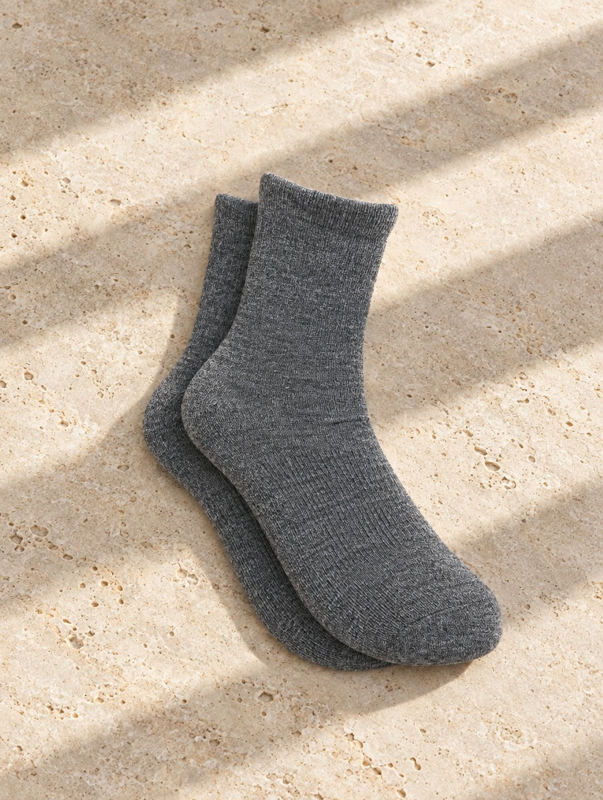 Everyday Alpaca Ankle Socks in Gray — flat lay