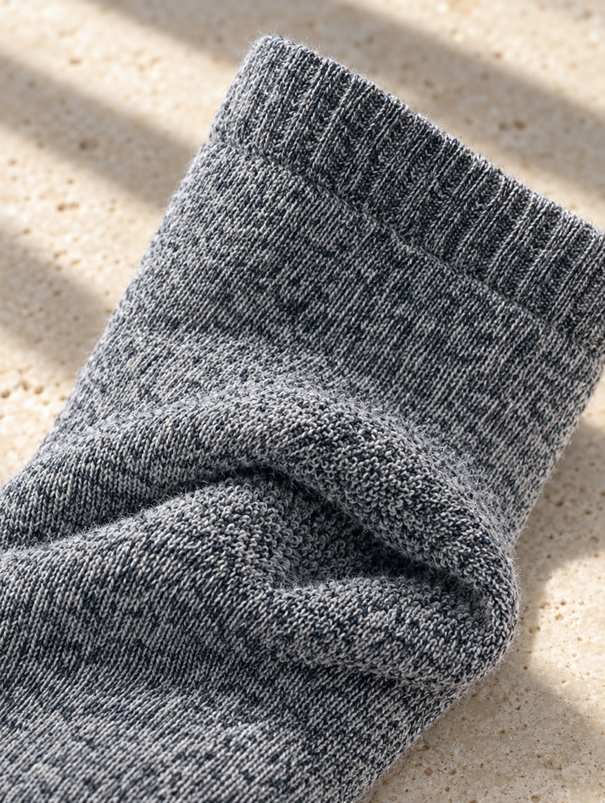Alpaca-Blend Boot Socks in Gray — fabric close-up