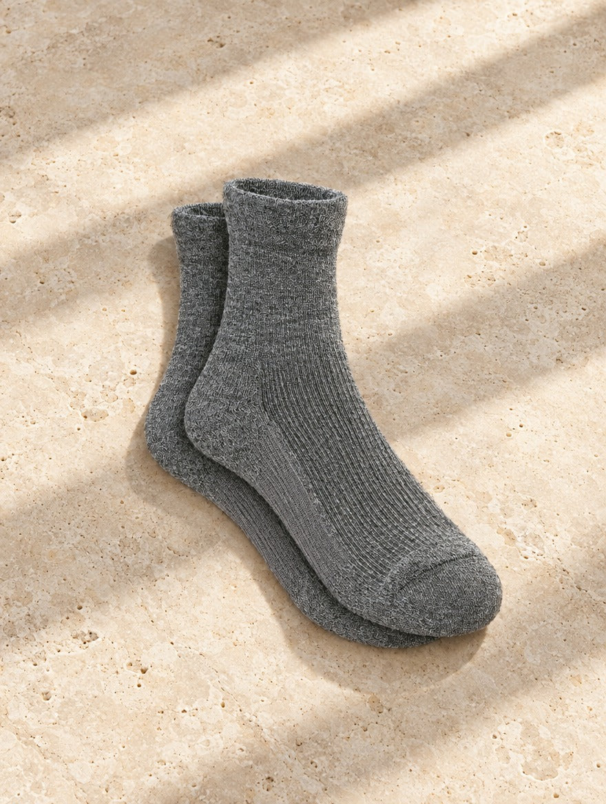 Compression Ankle Socks in Gray — flat lay