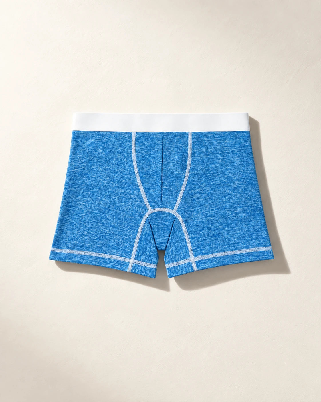 True Notions Boxer Brief - Azure / White, laid flat on limestone