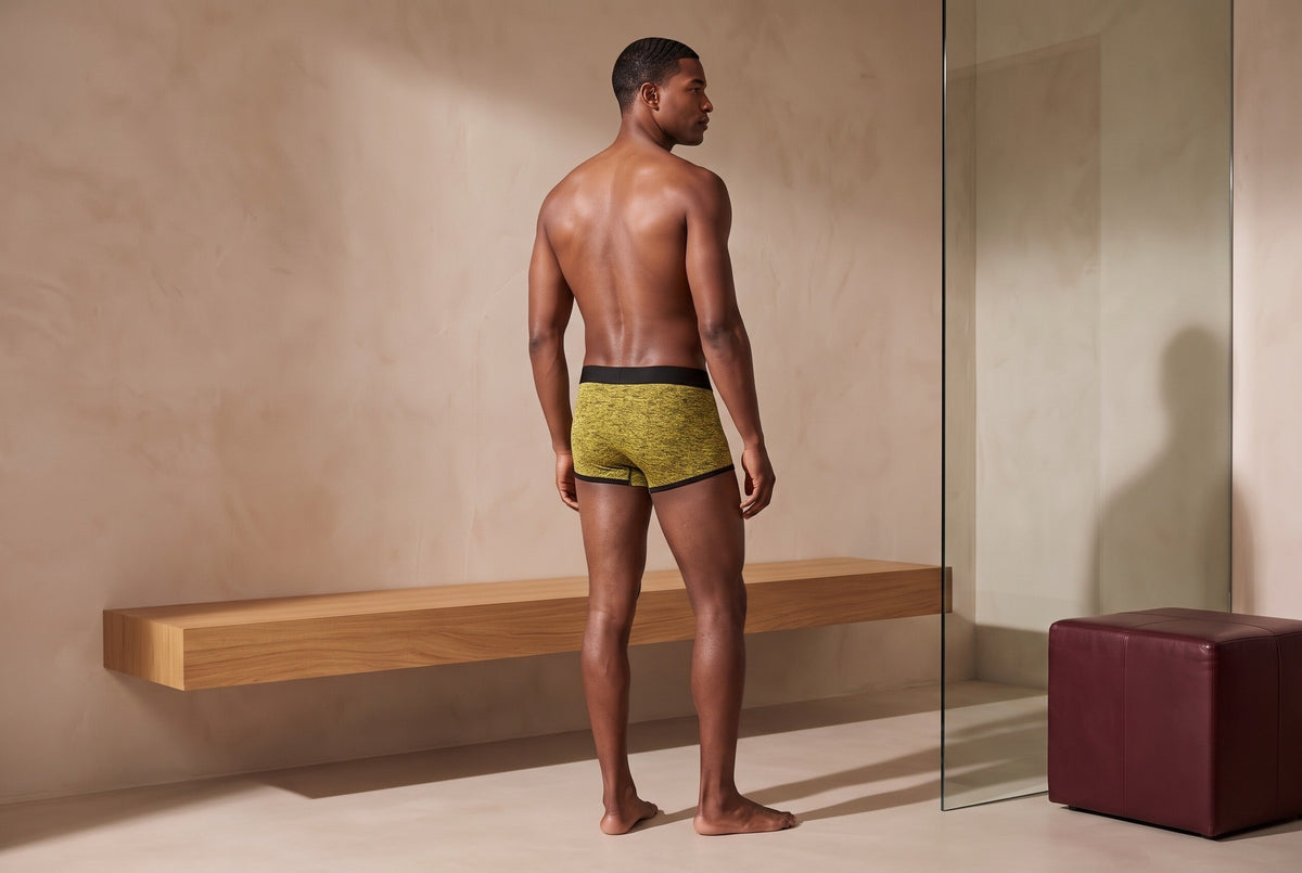 True Notions Trunk - Canary / Black, worn by the model (rq view)