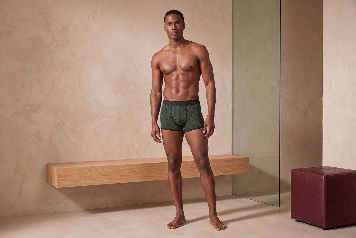 True Notions Trunk - Olive / Black, worn by the model (fq view)