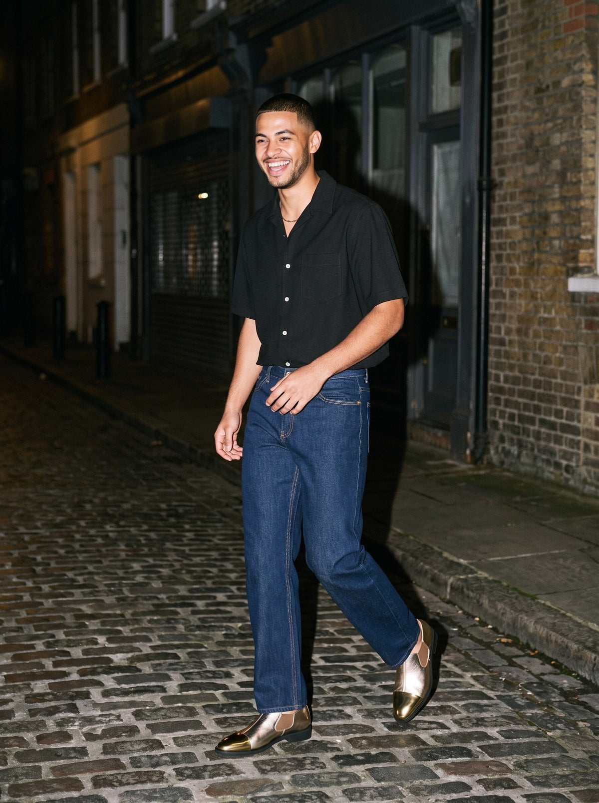 The Champagne Slip-On, on model