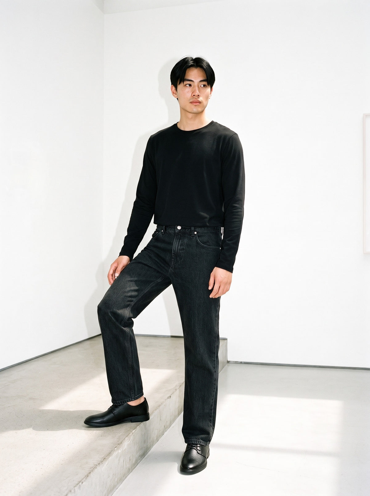 The Coat Check Derby, worn on model
