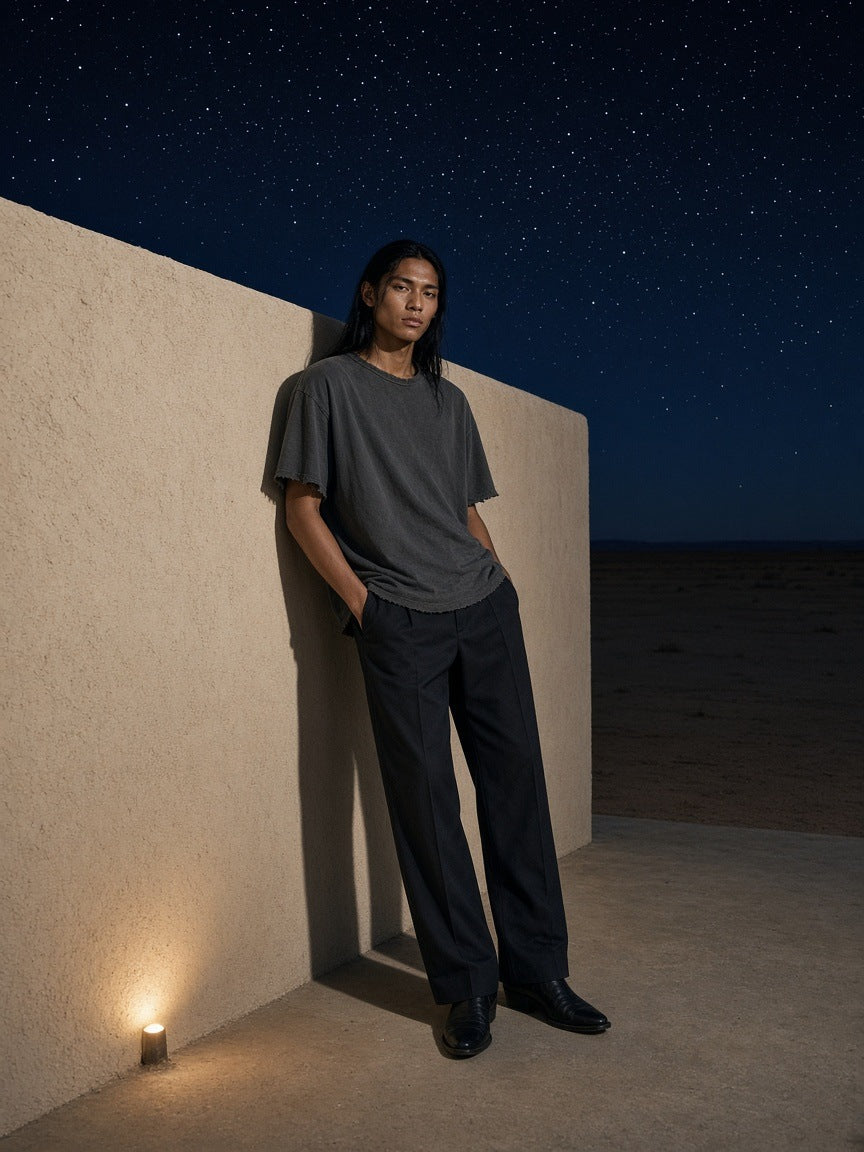 Marcel Afters Men's Sun Fade Raw Edge T-Shirt — Dark