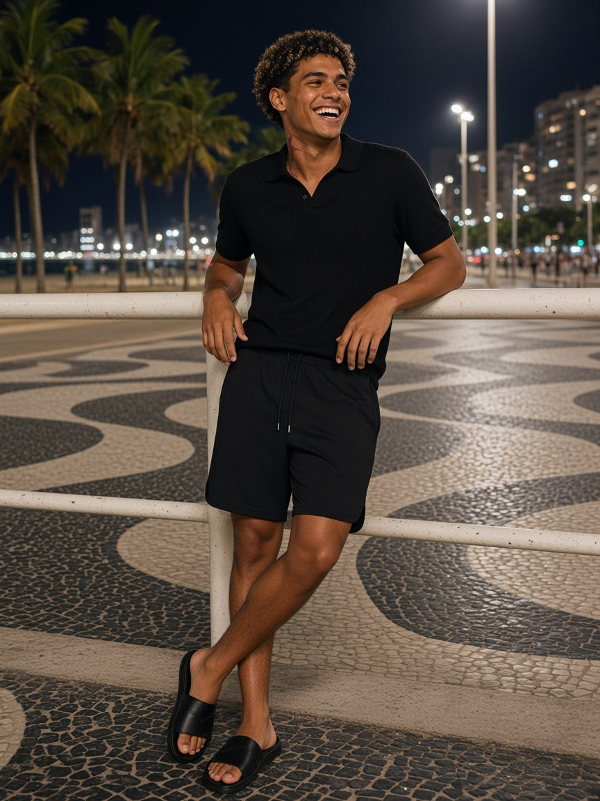 Marcel Afters Mesh-Lined Quick-Dry Performance Shorts — Dark