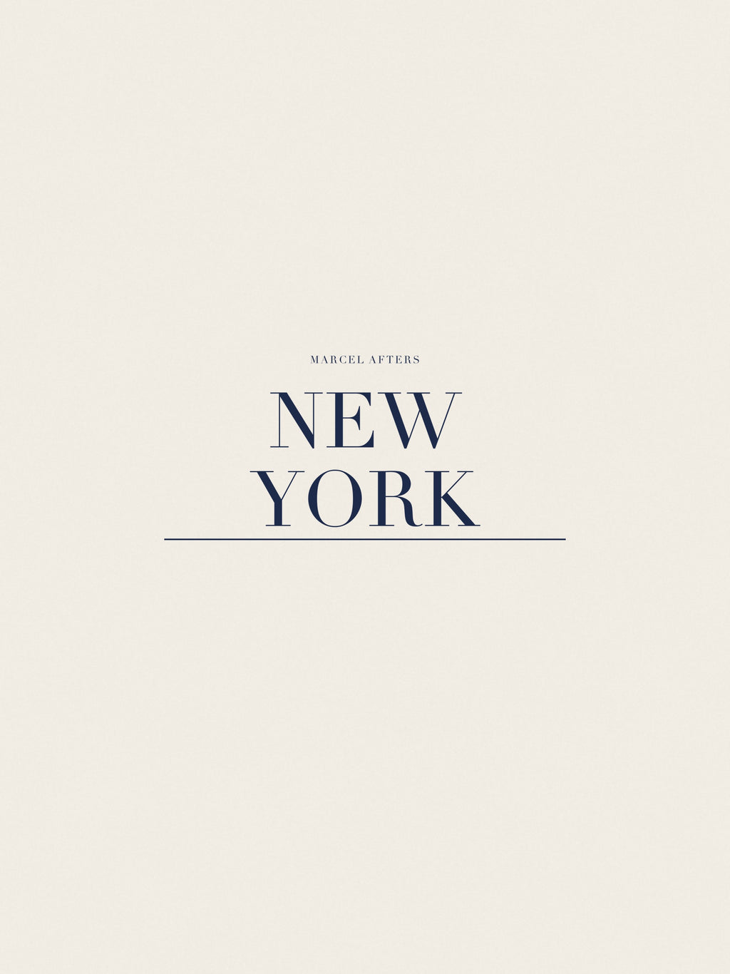 New York artwork card: the city name set in navy Didot capitals over a fine rule