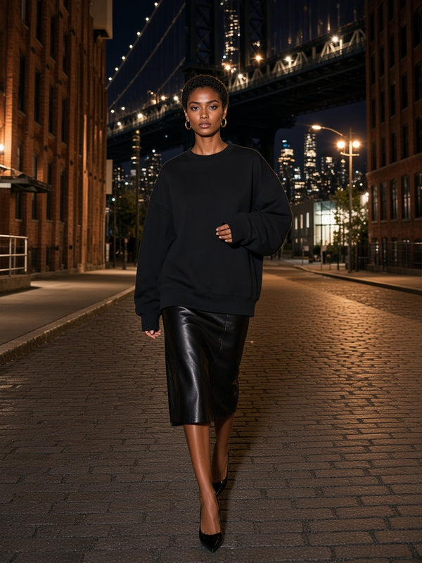 Marcel Afters Oversized Drop Shoulder Crewneck Sweatshirt — Dark