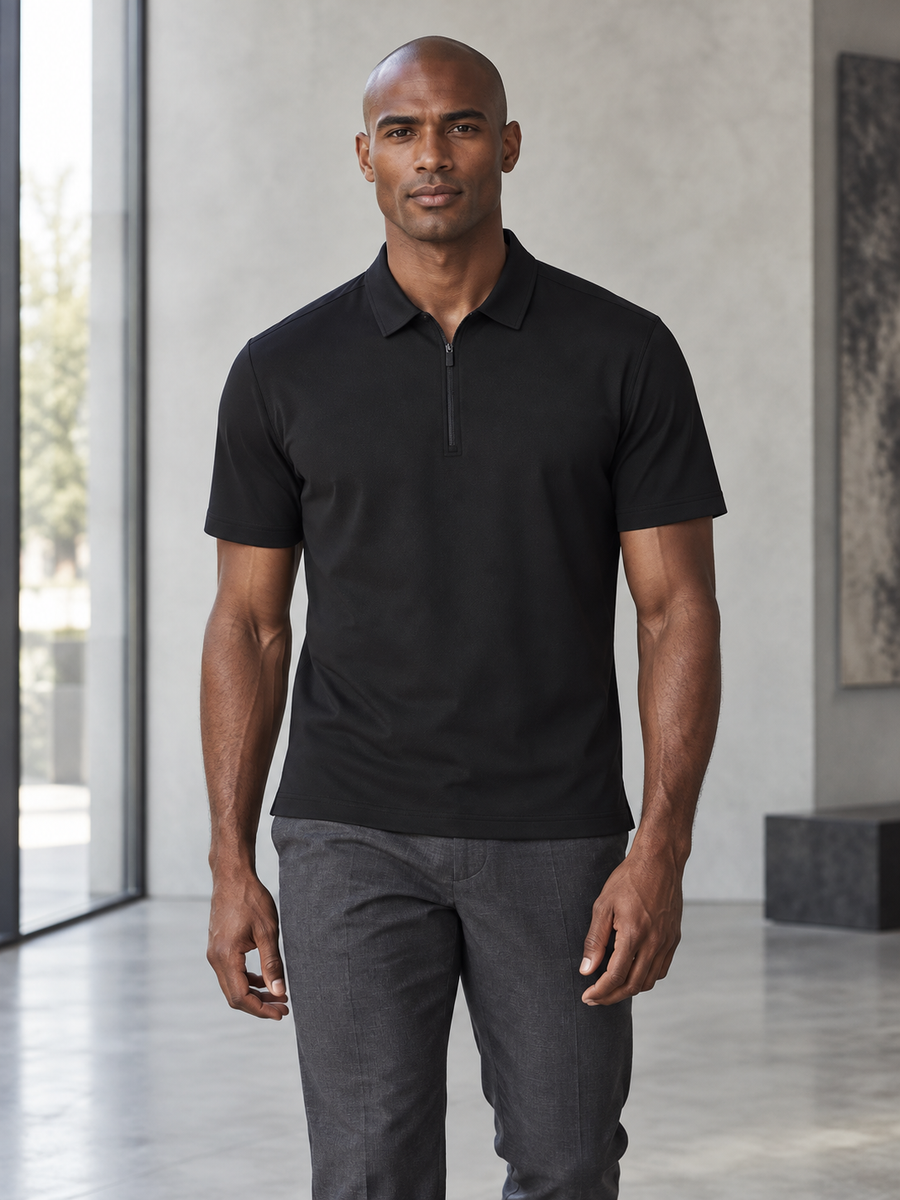Marcel Afters Men's Quarter-Zip Performance Polo Shirt