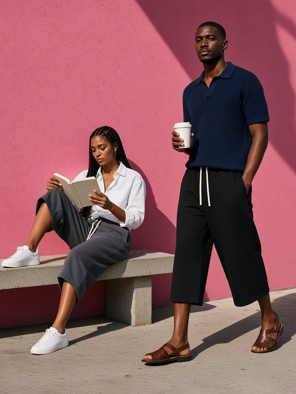 Marcel Afters Relaxed Drawstring Three-quarter Sweatpants — Dark