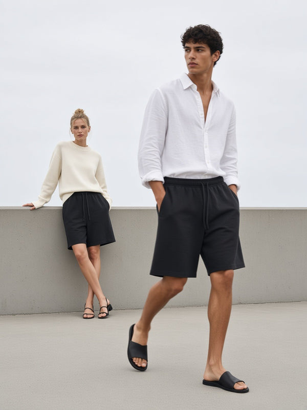 Marcel Afters Snow Washed Raw Hem Shorts — Dark