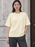 Sorona Boxy T-Shirt in Apricot, women model front view