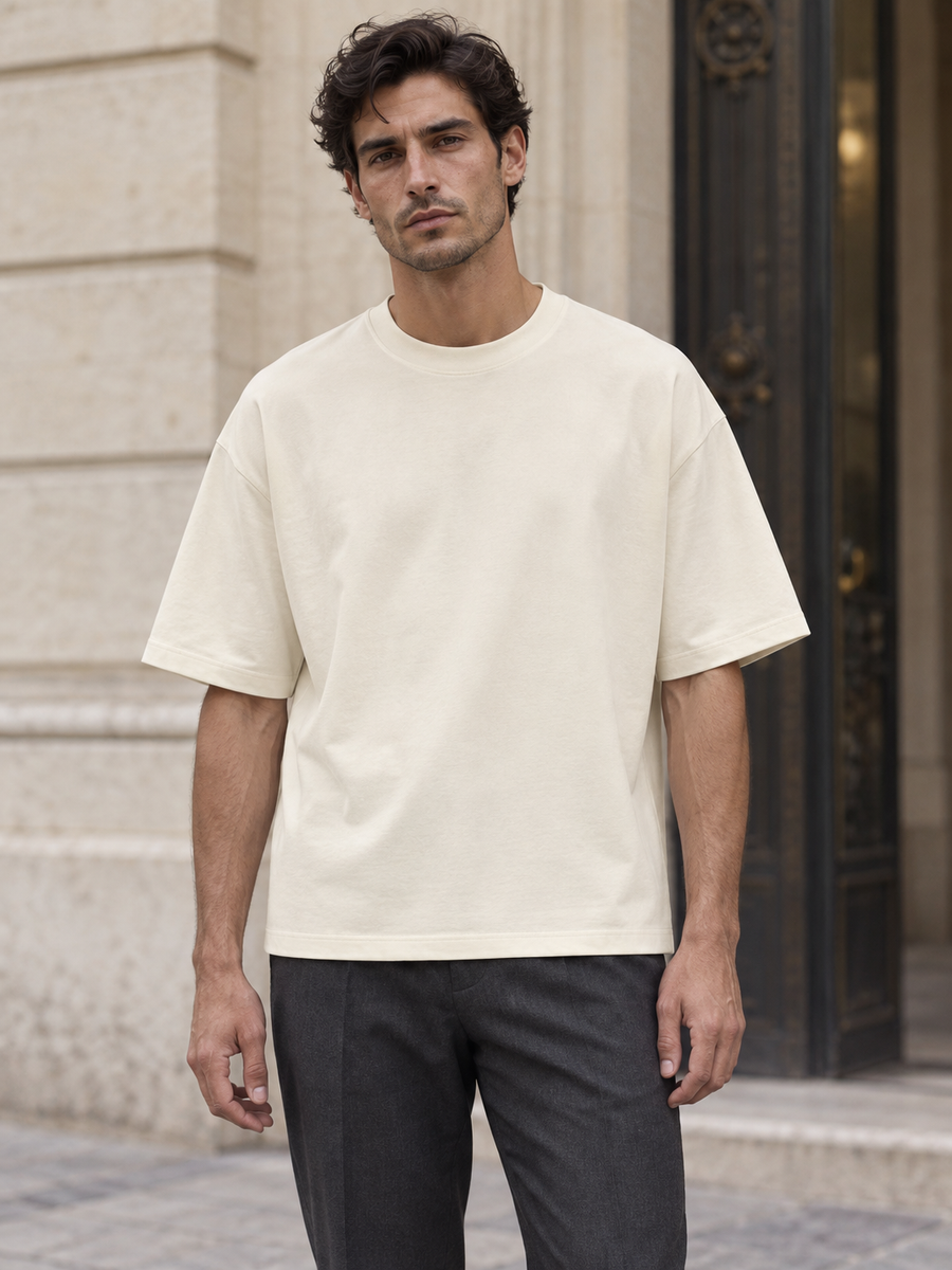 Sorona Boxy T-Shirt in Mild Apricot, men model front view