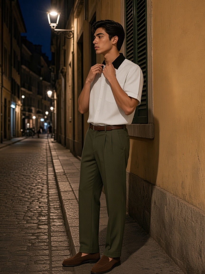 Marcel Afters Striped Boxy Contrast Collar Shirt