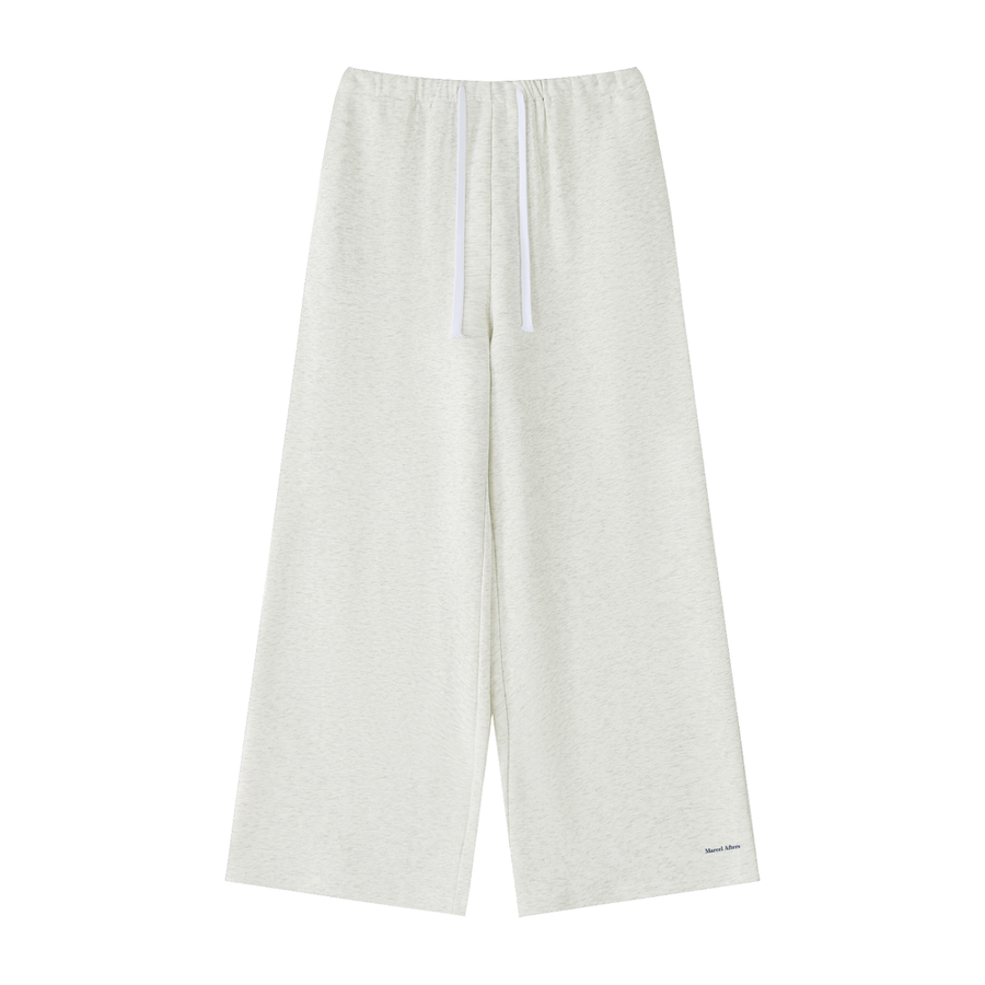 Women's wide leg sweatpants in Oat Gray, front view on white (supplier original)