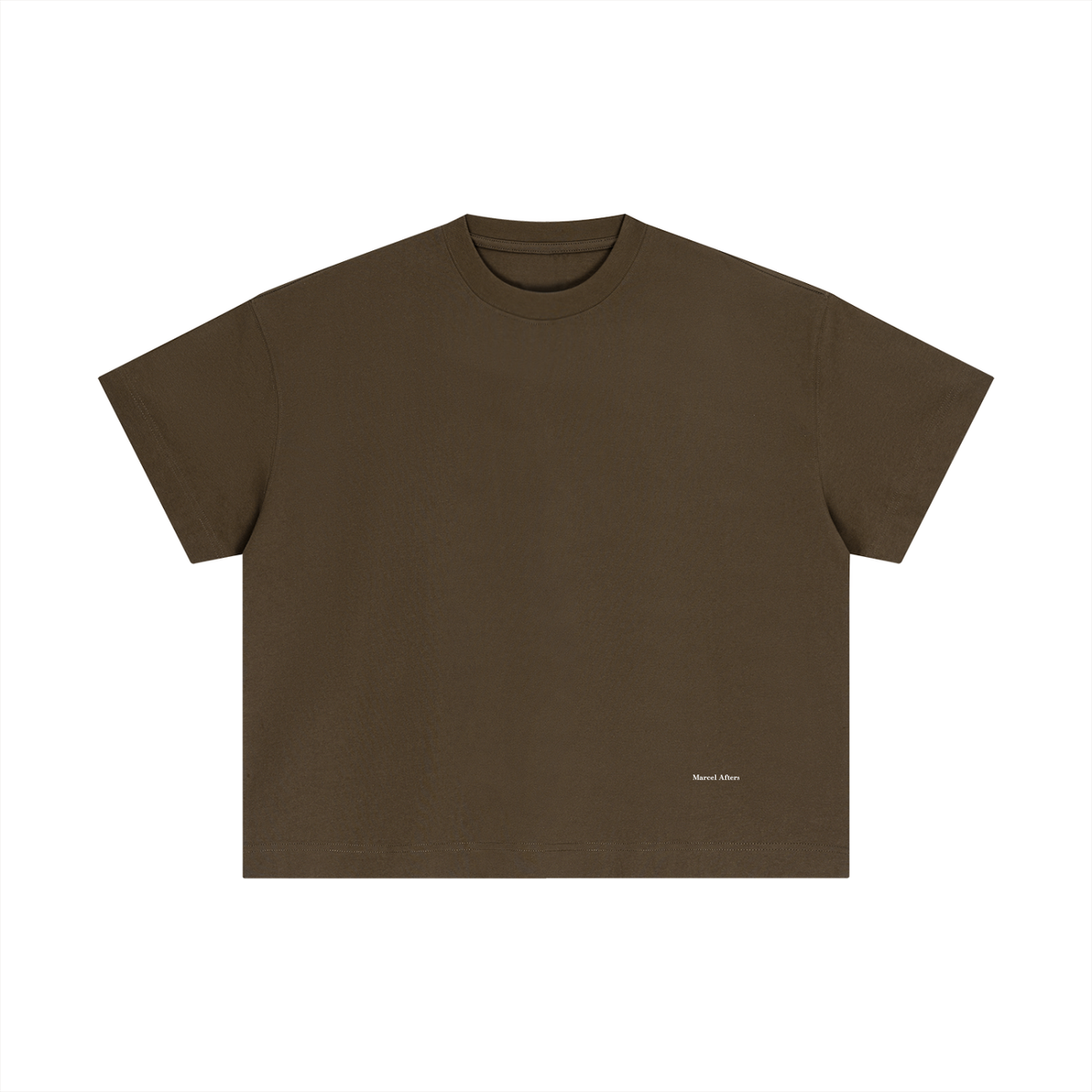 Unisex cotton boxy t-shirt in Coffee, front view on white (supplier original)