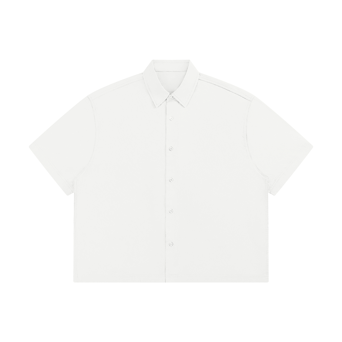 Boxy Short Sleeve Shirt in White, front view (supplier original)