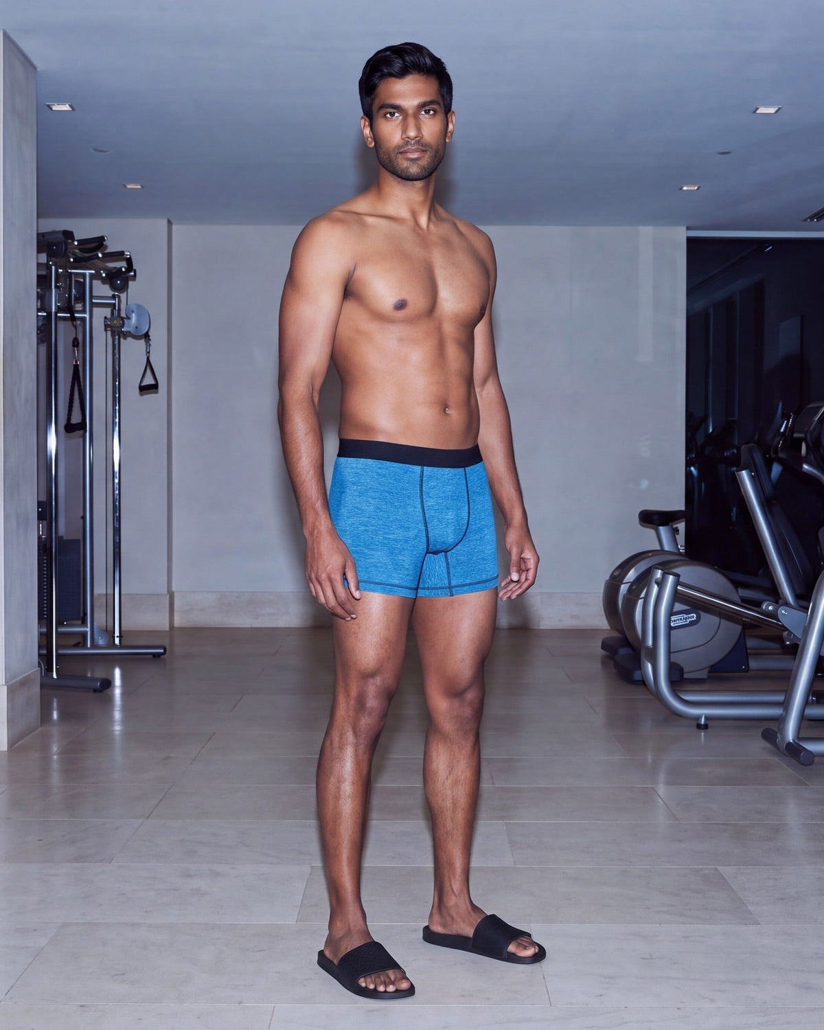 Man in the Boxer Brief in Azure / Black, front view