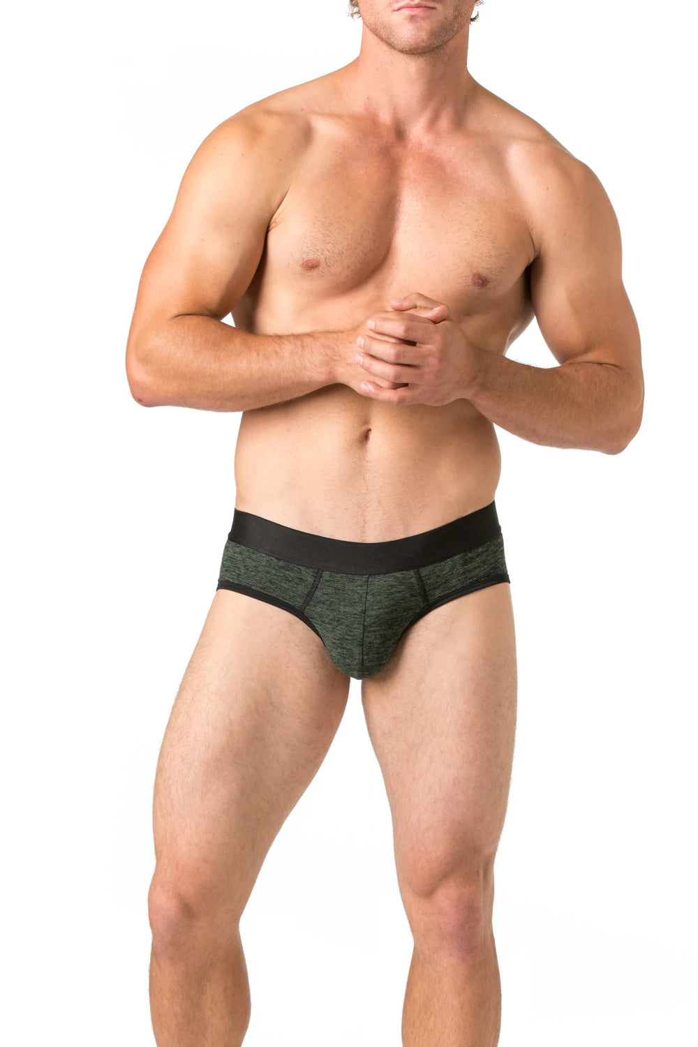 True Notions Briefs 3-Pack — Green / Black — worn, Green / Black