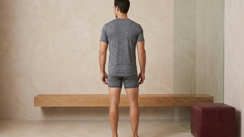 True Notions Granite Tee & Boxer Brief Signature Set — worn, Granite