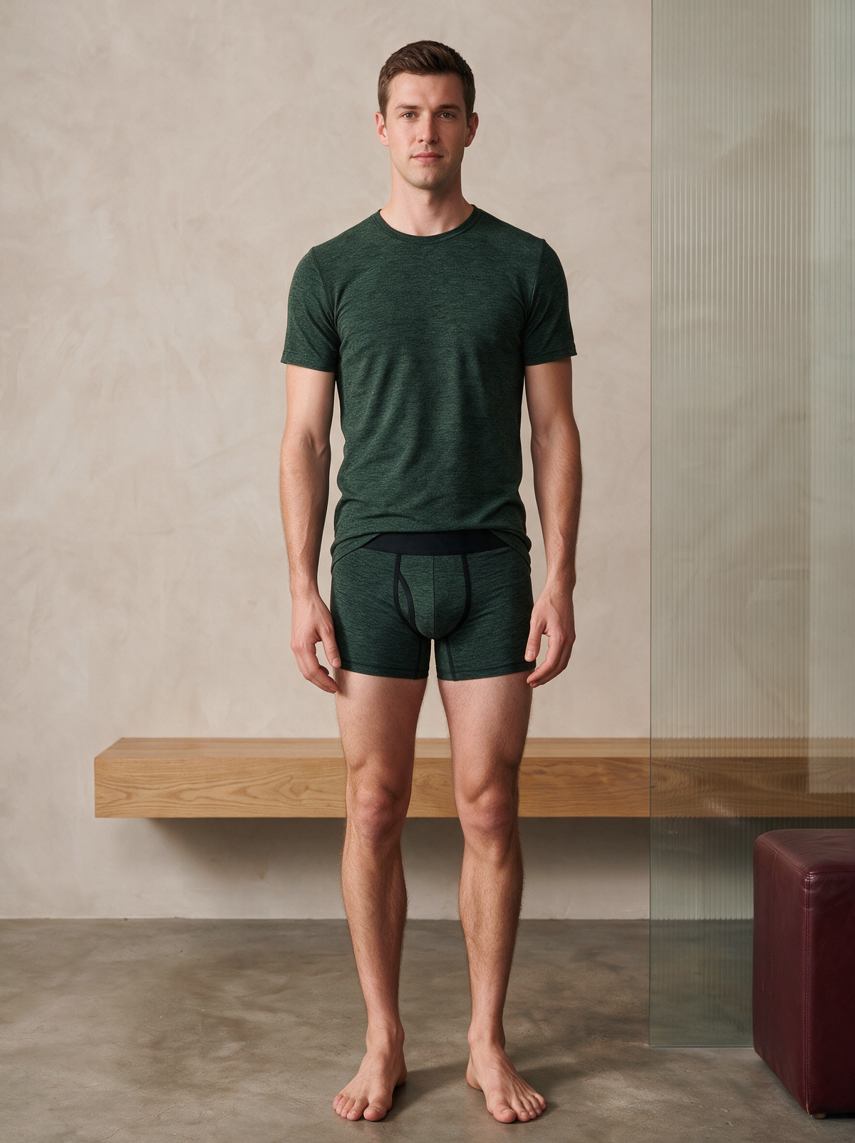 Man in the Olive Tee & Boxer Brief Signature Set
