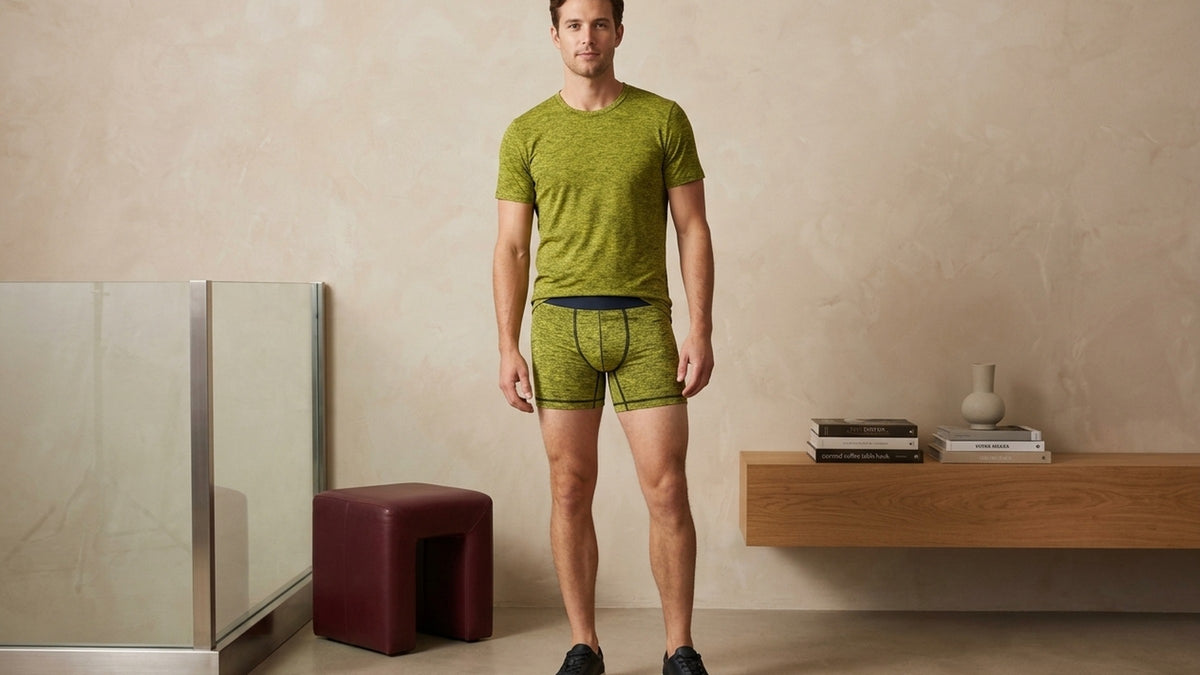 True Notions Tee + Boxer Brief Set — Canary Yellow — worn, Canary Yellow
