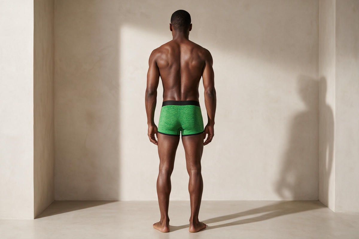 True Notions Trunk — Java / Black, worn by the model, rear view