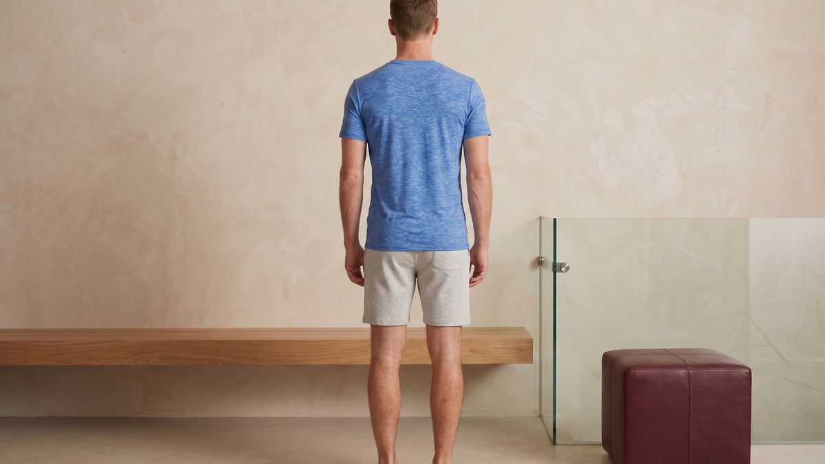 True Notions UV Crew Neck Tee — Azure — worn, Azure