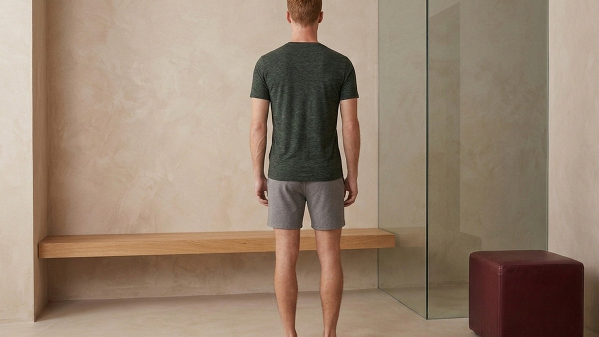 True Notions UV Crew Neck Tee — Olive — worn, Olive