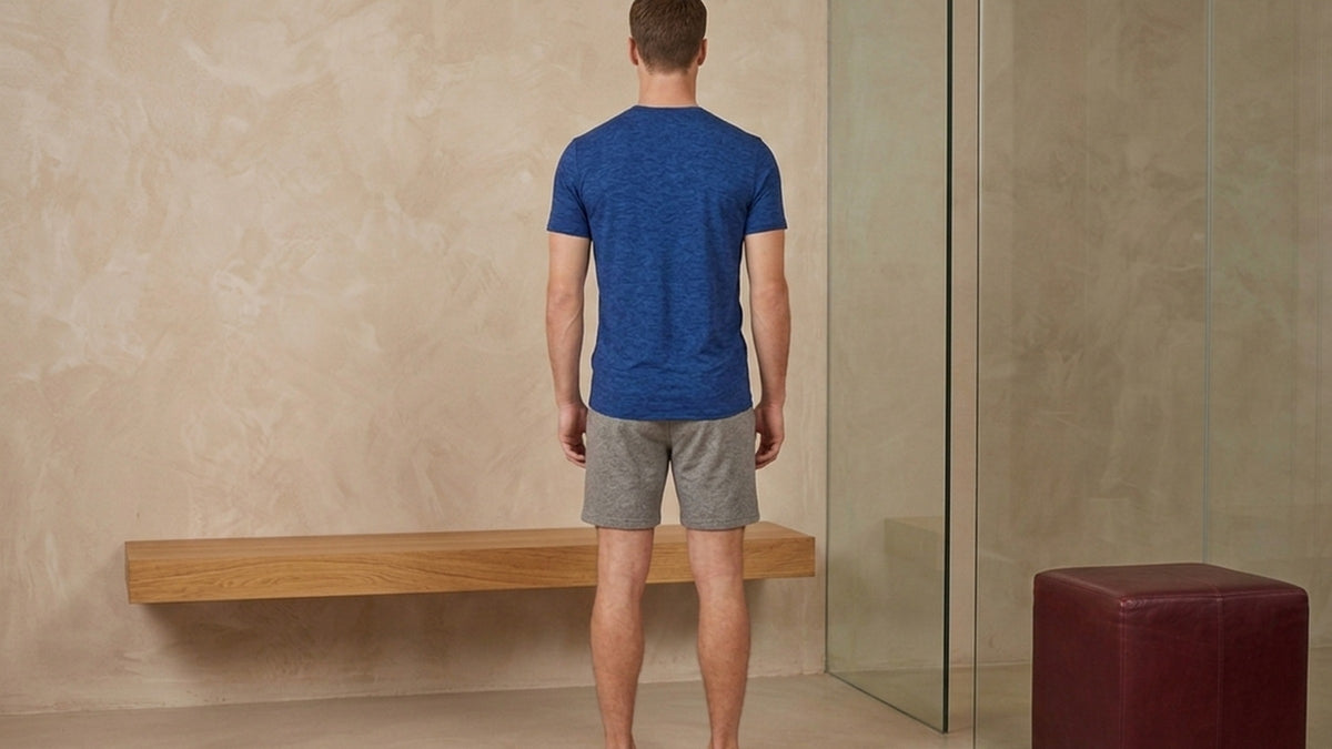 True Notions UV Crew Neck Tee — Sapphire — worn, Sapphire