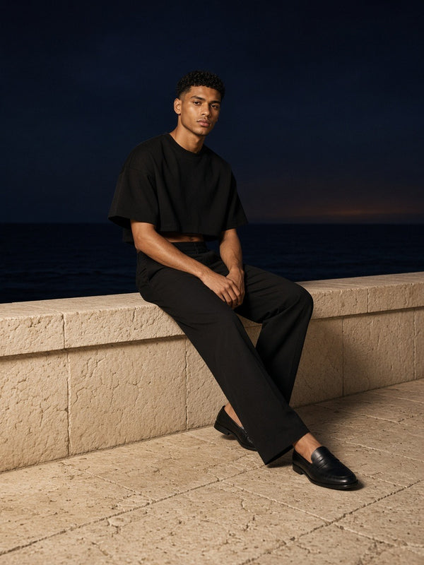 Marcel Afters Heavyweight Boxy Raw Edge T-Shirt — Dark