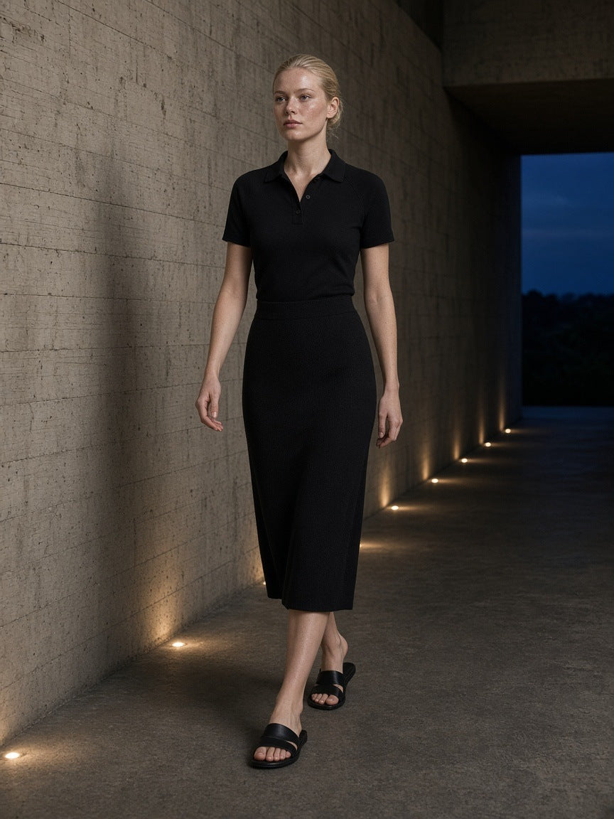 Regular Fit Polo Shirt in Black, à deux, worn by her