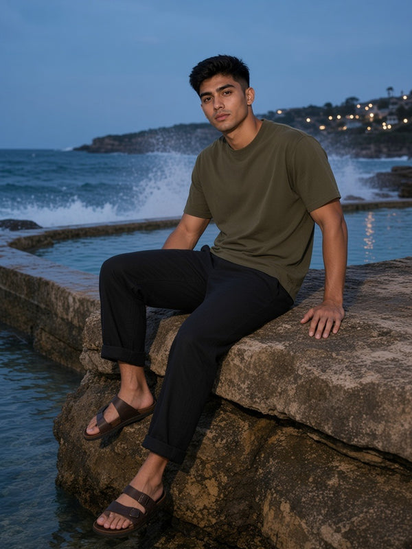 Marcel Afters Sun Fade Distressed Boxy T-Shirt — Dark